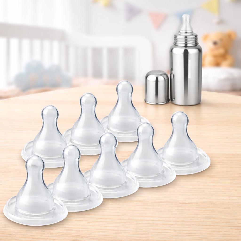Newborn Silicone Bottle Nipples for All Feeding Bottles | Slow Flow | BPA-Free | Pack of 10-image-32
