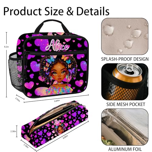 ONFAON Personalized Backpack for Girls – Custom Name School Bag with Black Girl Design – Glitter Gift for Kids & Tweens Back to School3