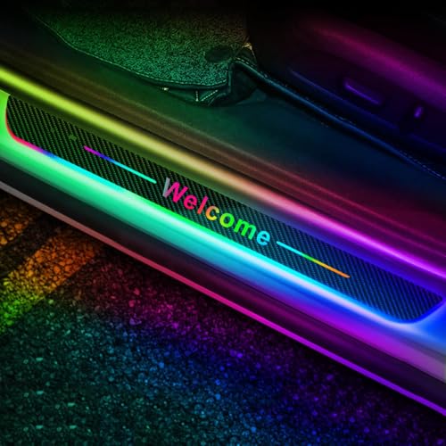 Custom Logo or Text LED Door Sills for Car Magnetic Auto-Sensing Welcome Lights for Cars Waterproof Car Pedal Lights Personalized LED Car Door Sills Applicable 99% of Models