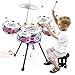 Toy Drum Set for Toddlers Upgrade Drum Kit Kids Jazz Drum Set with Stool, 5 Drums Percussion Musical Instruments Drum Toys for 3 4 5 Year Old Boys Girls Gifts (Blue)
