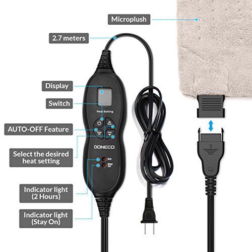 Doneco King Size Xpressheat Heating Pad (12" X 24") - Electric Heating Pad For Back Pain And Cramps - Features 6 Temperature Settings And Adjustable Lcd Controller - Machine Washable Microplush #TOP3