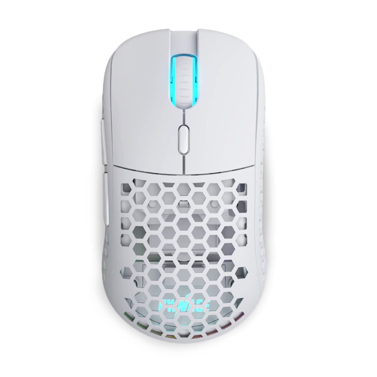 PWNAGE Ratón inalámbrico ultra personalizado para juegos Symm Gen 2.0 RGB impecable profesional PAW3370 Sensor óptico 19.000 DPI, patines 100% PTFE (lados de panal, inalámbrico, blanco)