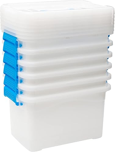 Miniatura 3 de ZOOFOX Paquete de 6 contenedores de almacenamiento de plástico con tapas, contenedores de almacenamiento transparentes apilables de 6 cuartos de