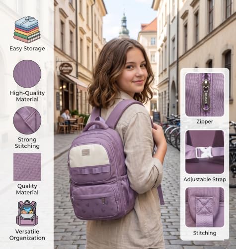 Image of ADSON kawaii Girls Travel School Bag|Backpack Of Large Capacity Aesthetic Stylish Girls Korean Laptop Bag Rucksack for School |College Bags Cute Bookbag for Teens Water Resistance 18 Inches