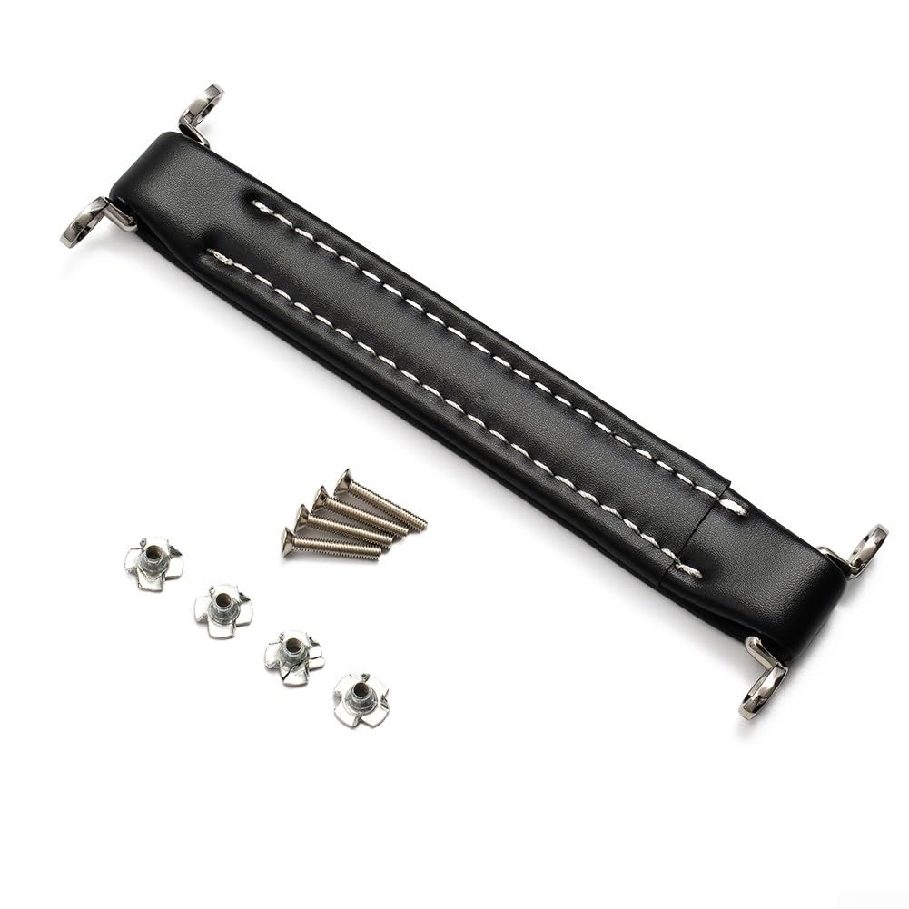 Guitar Case Handle with Screw Kit, Vintage Classic Brown Leather Guitar Handle, Leather Handle for FD for Amplifiers Guitar Audio Speaker, Guitar Handle Replacement Parts(Black)