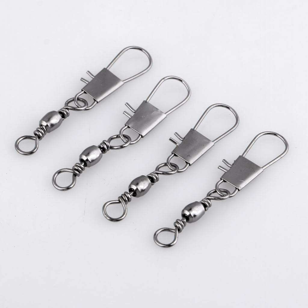 Lot de 100 émerillons de pêche avec connecteurs à pression 005, gris