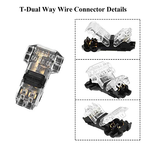 Tatuo 15 Pack T Tap Splice Wire Connectors 2 Pin 2 Way Wire Connectors for 18-22 Awg Cable, Solid Connection Low Voltage Universal Compact by Tatuo - Image 3