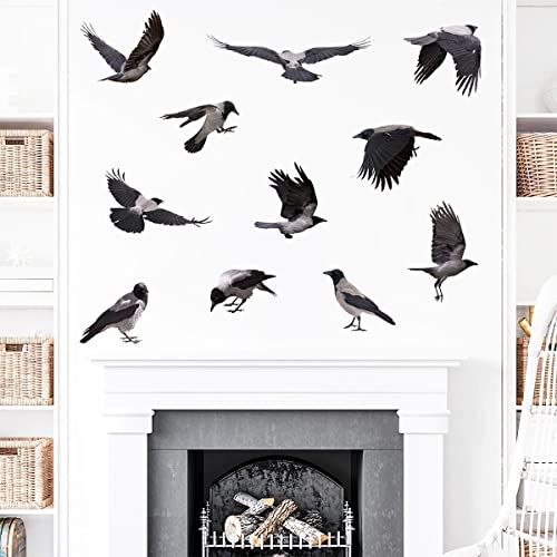 Mefoss Removable Crows Wall Decals 3D Lifelike Raven Wall Stickers Peel And Stick Vinyl Decals Art For Living Room Bedroom Office Wall Decor Windows Stickers #TOP3