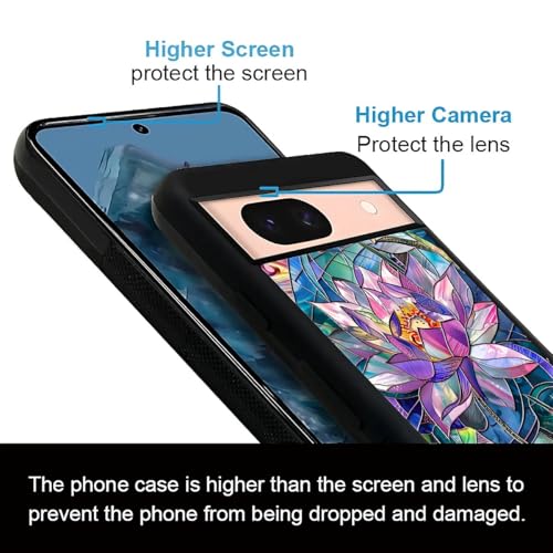 Coque Google Pixel 8A résistante aux chocs et rayures motif vitrail fleur - 6