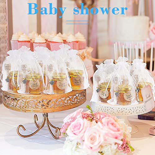 Syntic 18-Count 1.5 Oz Mini Hexagonal Glass Honey Jars With Wooden Dippers, Bee Pendant, Gift Bag, Gold Twist Tie And Tags, Small Glass Jars With Airtight Lids For Baby Shower, Spice, Candle, Herb #TOP1