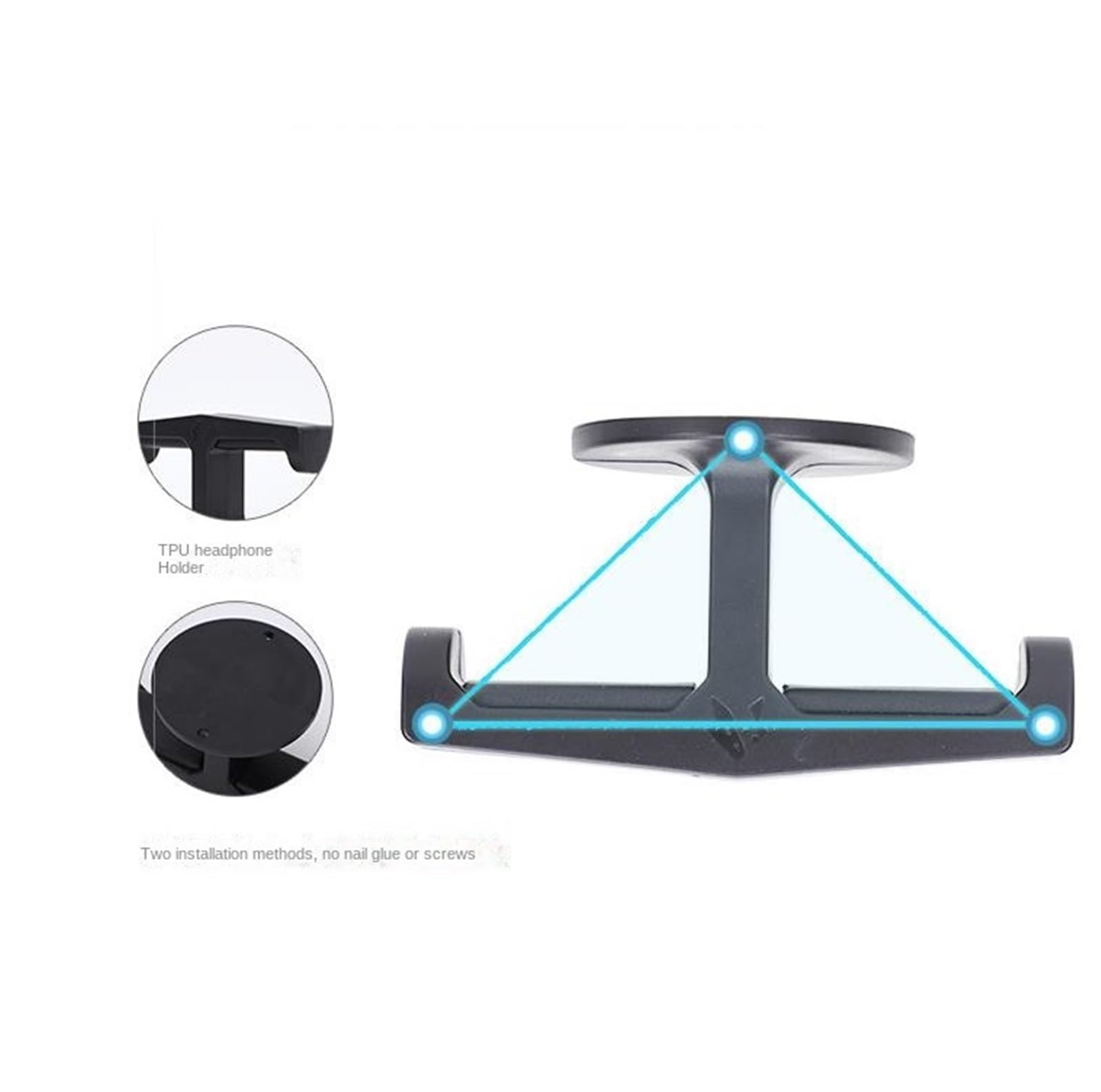 Supporto per cuffie – Supporto adesivo portatile a doppio gancio per cuffie Bluetooth, accessorio da scrivania per casa e ufficio, design salvaspazio, facile da usare