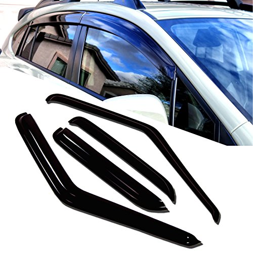 Image of TuningPros WD-019 Tinted Smoke Out-Channel Window Visor Deflector Rain Guard 4-pc Set