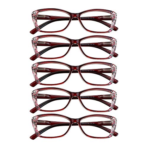 Image of VisionGlobal 5 Pairs Reading Glasses with Spring Hinge, Blue Light Blocking Glasses for Women /Men