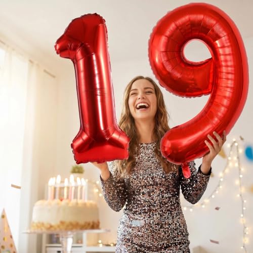 Image of YPSelected 32 Inch Large Foil Helium Number Balloon Birthday Wedding Party 0-9 (Red, 9)