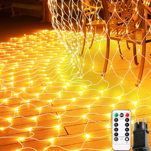 FZIFZI Lichternetz Außen, 3x2m 208 LED Lichterkette Außen Netz mit...