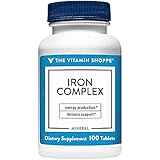The Vitamin Shoppe Iron Complex - Better Absorption Energy Support | with Vitamin C Folic Acid | 100 Tablets | Gentle