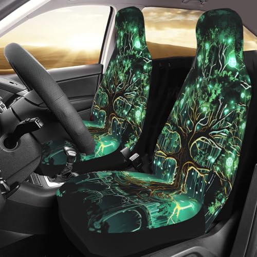 Housses de siège de voiture motif arbre vert magique lot de 2 pour rénover votre auto