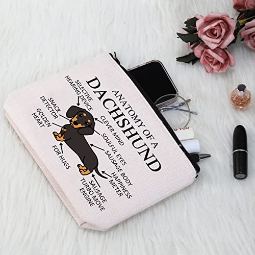 PYOUL Dachshund Lover Gift Anatomy of A Dachshund Makeup Bag Weenie Mama Cosmetic Bag Wiener Dog Owner Gift Dog Mom Zipper Travel Bag (A Dachshund B) - Image 4
