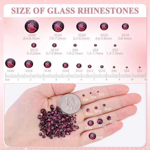 Image of 2000PCS SS20 /5mm Crystal Glass Rhinestones for Bedazzling (Amethyst) | Flatback Rhinestones for Crafting DIY Nail Art Makeup Decoration, Gems Diomand Charms for Tumbler Shoes Clothing Mug