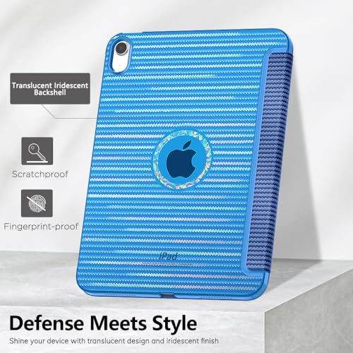 Image of MoKo PrisVibe Case for iPad (A16) 11th Generation 11 Inch 2025,iPad 10th Generation 10.9 Inch 2022,Slim Stand Hard PC Translucent Back Shell Smart Cover,Support Touch ID, Dazzle Navy Blue