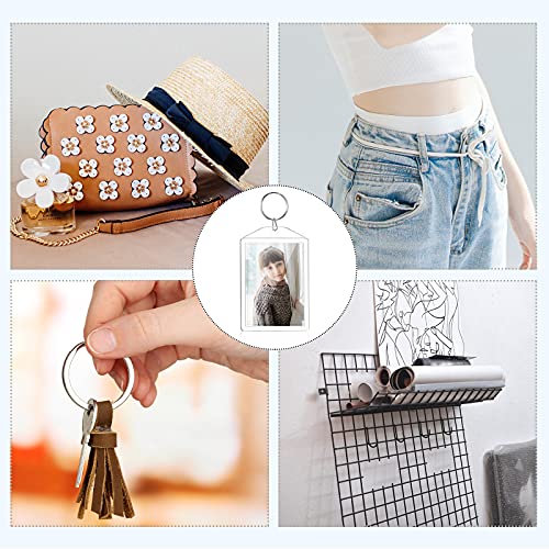 Image of Hicarer Acrylic Photo Insert Keychain 2 x 3 Inch Double Sided Blank Picture Keyring DIY Custom Personalized for Women Men