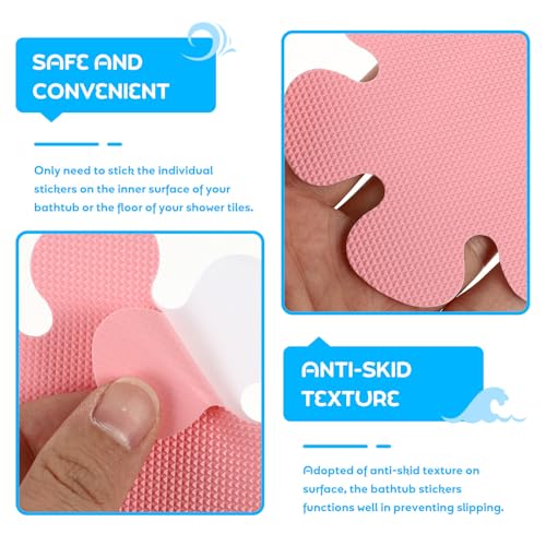Pegatinas antideslizantes para bañera y ducha con diseño floral rosa y raspador incluido 7