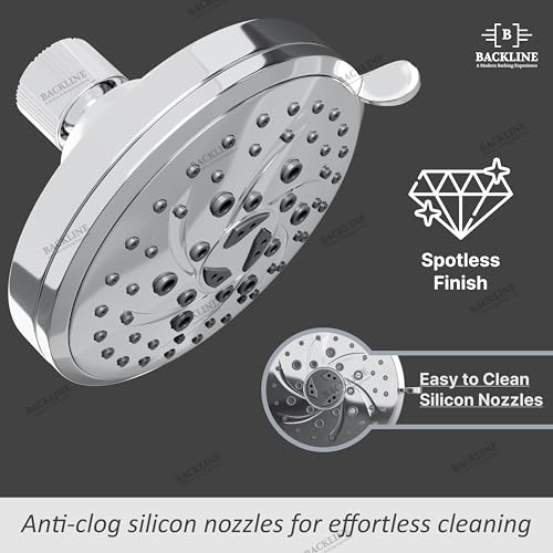 Image of B Backline ABS 9-Function Overhead Shower | Multifunction 4.5 Inch Shower Head Without Arm | High Pressure Bathroom Shower | 30% water saving| Easy Clean Nozzles (Chrome Glossy Finish)