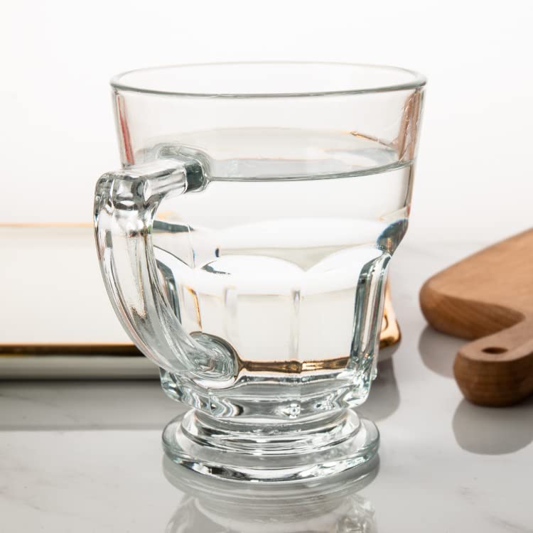 Image of Premium Glass Tea & Coffee Cups Set of 6, 170 ML Transparent Glass Mug with Handle for Tea, Coffee, Green Tea, Milk, Hot & Cold Beverages, Stylish Clear Drinking Cups for Home Kitchen Cafe