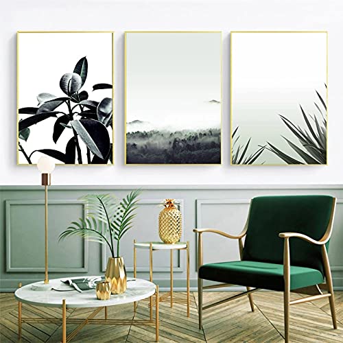 Arte moderno impresisón de pared para renovar salones vacíos con tres lienzos boho de paisaje