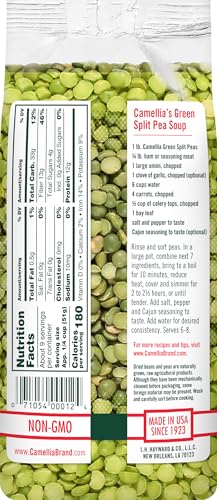 Image of Camellia Brand Dried Green Split Peas - Premium Non-GMO Split Peas for Hearty Split Pea Soup, Stews, Purees, and Plant-Based Meals - Gluten-Free, High Protein, Vegan & Vegetarian Friendly, 1 Pound (Pack of 2)