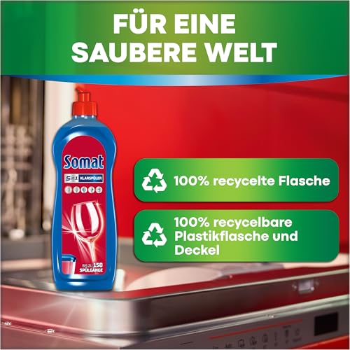 Somat 5in1 Klarspüler (750 ml), Spülmittel-Zusatz für schnelle Trocknung, Klarspüler für Geschirrspüler verleiht brillanten Glanz auf Gläsern, Geschirr und in der Maschine, bis zu 150 Spülgänge 5