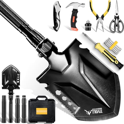 TIVOLI Multifunktional-Klappspaten Outdoor,Camping Schaufeln-Set aus kohlenstoffreicher Stahl mit Multifunktionales Zubehör, Survival-Ausrüstung für Dschungel, Schnee und andere Outdoor-Szenarien