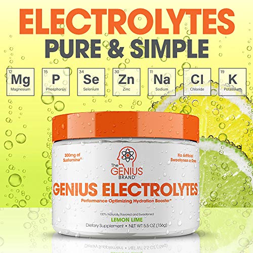 Genius Electrolyte Powder – Natural Hydration Booster | Endurance Supplement with Electrolytes (Potassium, Magnesium, Zinc) - Sugar Free, Vegan, Keto Friendly Energy - Lemon Lime (Drink Mix), 30 Sv - Thumbnail 4