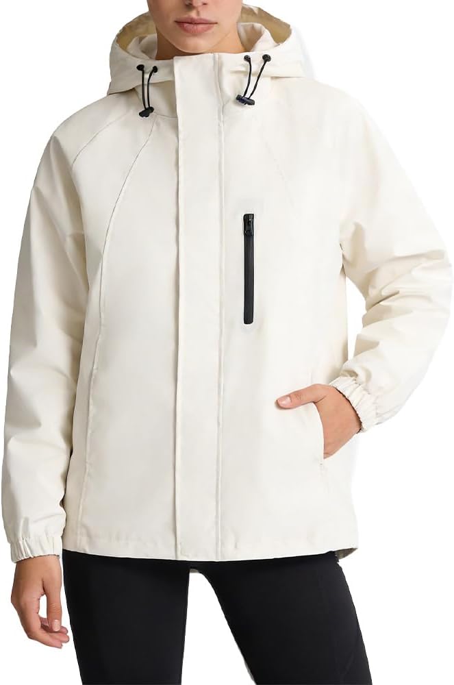 Men Women Fashion Lightweight Rain Jacket Hooded Waterproof Windbreaker