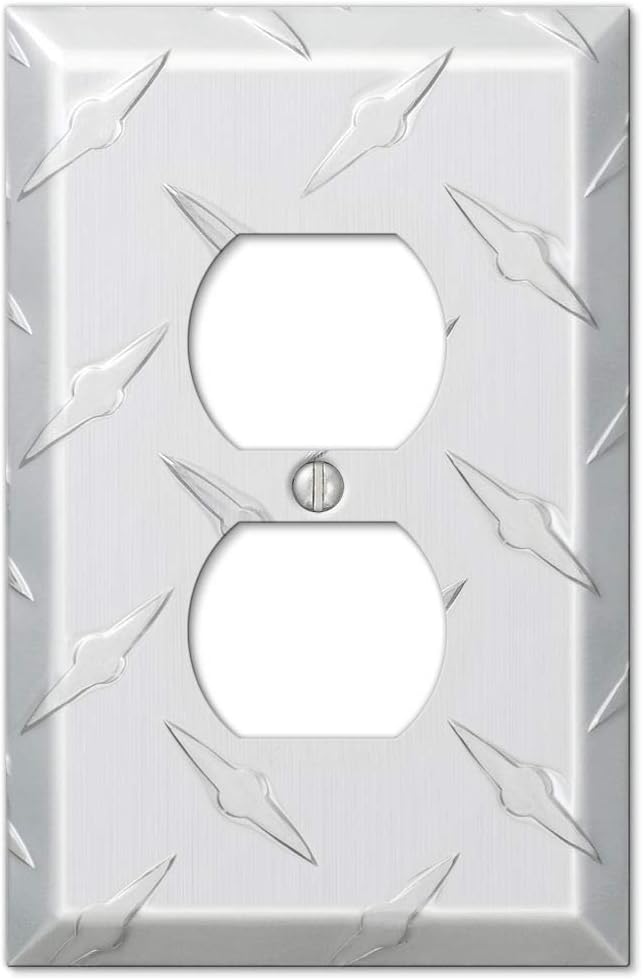 Colester Direct Diamond Plate Aluminum Wall Switch Plate Outlet Cover Toggle Rocker GFI Garage (Power Outlet-Duplex Single - 10 PACK)
