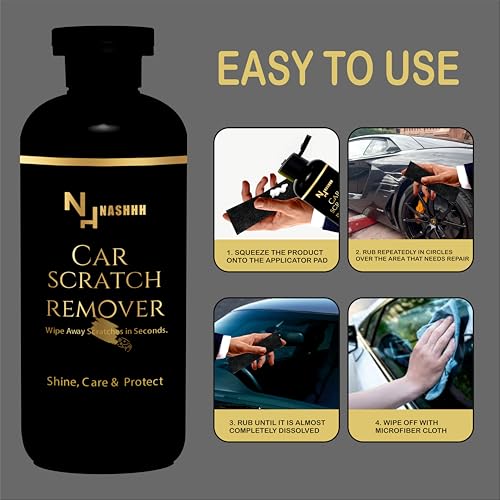 Image of NASHHH Car Scratch Remover Removes Heavy and Deep Scratches Swirl & Scuffs | All-in-One Paint Restorer | Auto Scratch Repair Wax for Cars, Motorcycles, SUVs and All Type of Vehicles Scratches 300ML