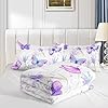 XYNHML Butterfly Comforter Set Twin Size for Girls Kids Adults Lavender Flowers Pattern Bedding Set Aesthetics Butterflies Quilt Bed Set with 1 Comforter and 2 Pillowcases #5