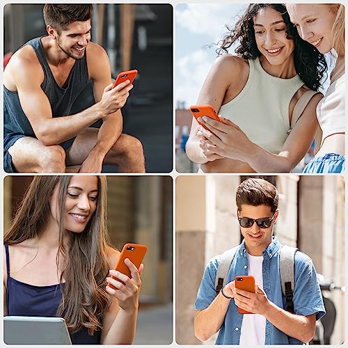 Image of Miracase Ultra Slim Designed for iPhone SE 2022(3rd Gen) /iPhone SE 2020(2nd Gen) /iPhone 7 /iPhone 8 Case with Screen Protector, Multi-Color Silicone Shockproof Phone Case(Orange)