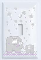 Vista 7 de Cubiertas de interruptor de luz de elefante de diente de león azul y gris de palanca individual/decoración de guardería