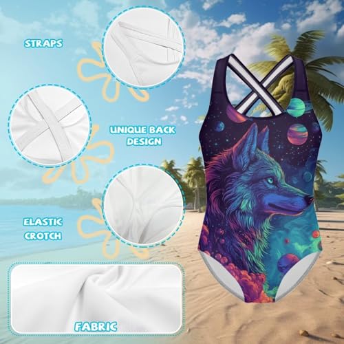 Image of Yzaoxia Girls' Swimwear One Piece Swimsuit for Kids Scoop Neck Bathing Suit Round Neck Swim Wear 5-14Y