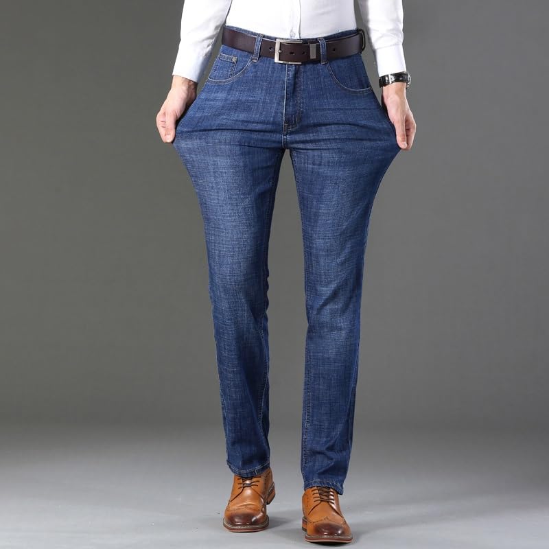 Straight Stretch Solid Jeans Business Denim Slim-fit Jeans Pants3