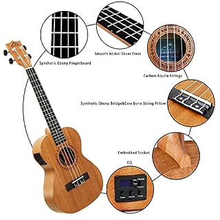 EASTROCK Tenor Ukulele Mahogany Beginner Electric Built-in Digital Tuner Ukelele 26 inch Big PackageKit. Ukulele Ukalalee Suitable for adults, Beginners. (26-Mahogany-EQ) - Les Beatles, Paul McCartney, John Lennon, RIngo Starr, George Harrison EASTROCK Tenor Ukulele Mahogany Beginner Electric Built-in Digital Tuner Ukelele 26 inch Big PackageKit. Ukulele Ukalalee Suitable for adults, Beginners. (26-Mahogany-EQ) – Image 4