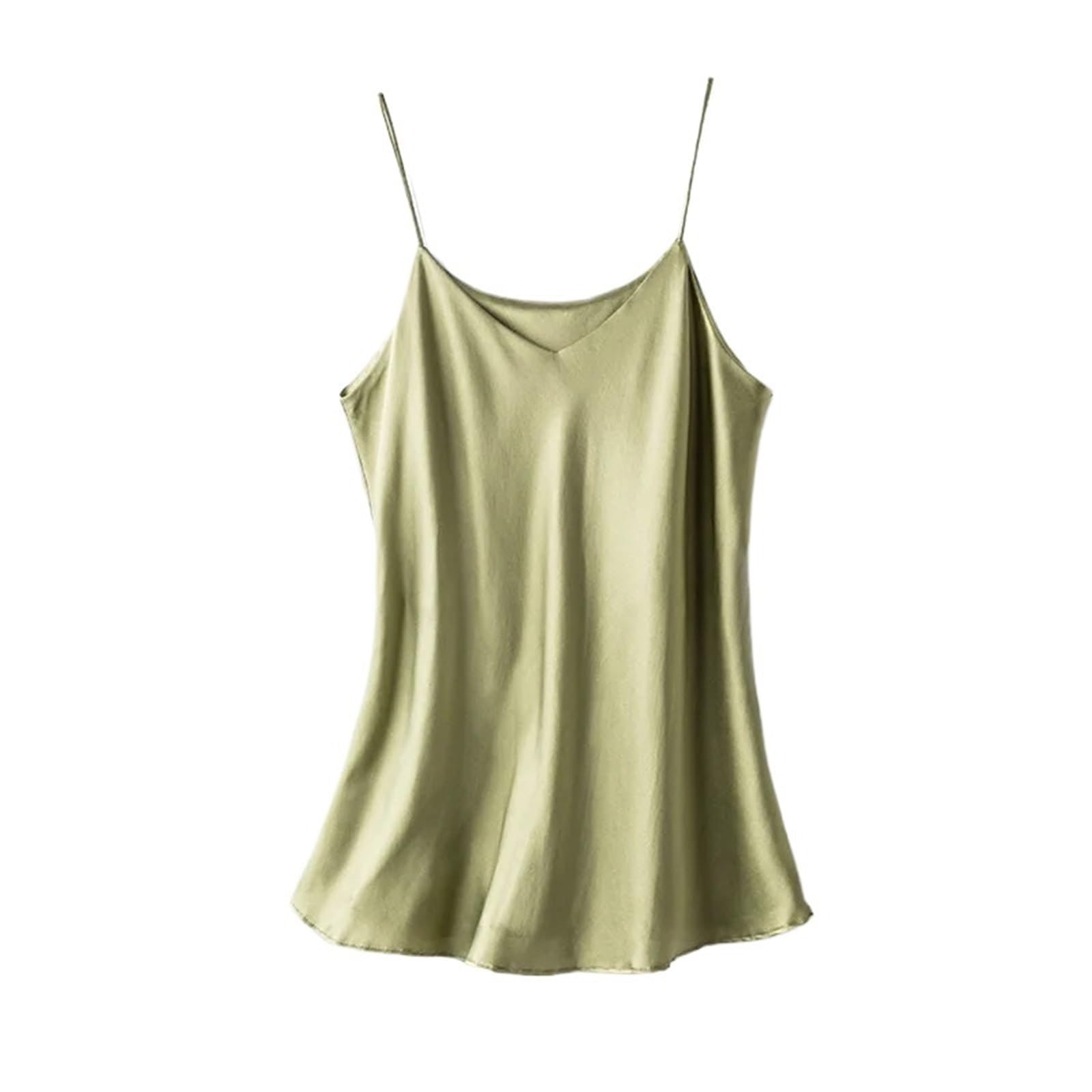 Top de Camisola de Seda Camisola de Seda Doble Capa for Mujer, Bandeau Morera, Camisetas sexys con Cuello en V, Chaleco Verano para IR al Trabajo