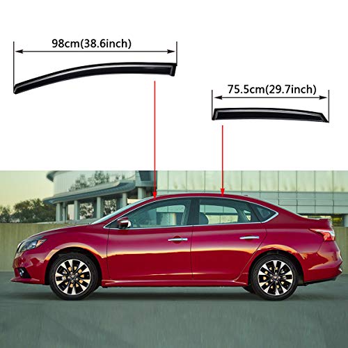 Lightronic Wv94248 Outside-Mount Side Window Visor Deflector Rain Guard, Dark Smoke Shatterproof, 4-Pieces Set For 2013-2019 Nissan Sentra #TOP1