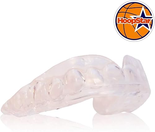 Hoopstar Protectores bucales deportivos de baloncesto, paquete de 2 unidades, juega como un profesional, color transparente seguro, sin aditivo de