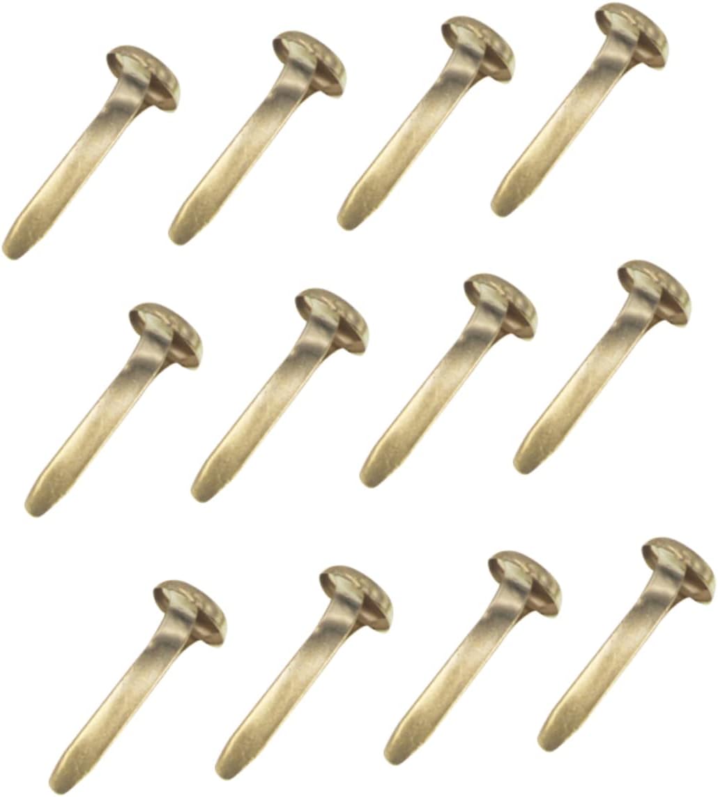 ULDIGI 100Pcs Mini Round Brads for DIY Crafts Two Legged Horn Nails for Scrapbooking Cardmaking and Decoration and Crafting Supplies