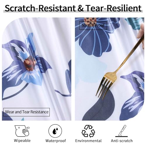 Round Tablecloth Waterproof Fitted Table Cloth Summer Fall Outdoor Circle Cover for 36-44" Tables Dining Kitchen Apartment Set Long Trips Car Travel Essentials Kids Party Decor Gifts