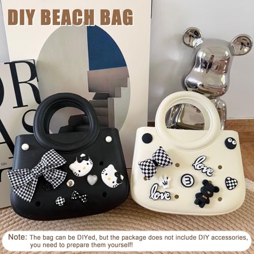 Small Rubber Beach Bag - Simple Modern EVA Beach Bag - Waterproof/Washable/Lightweight/Durable - for Beach, Boat, and Pool Activities Use Beach Rubber Tote Bag,Black2