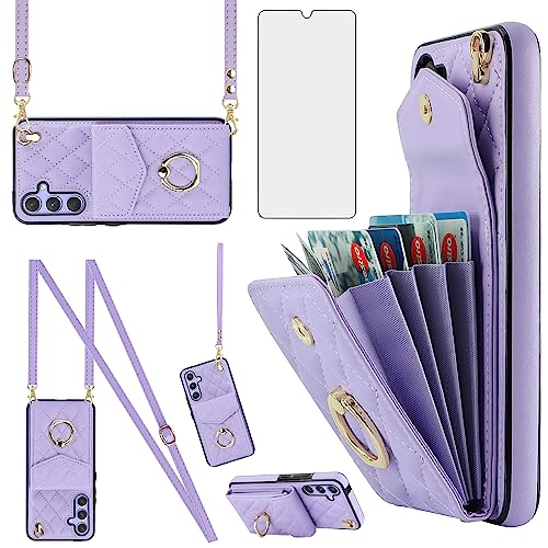 Protection Samsung S25 5G anti-rayures avec anneau support et porte-carte