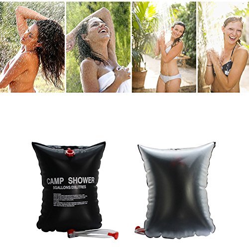 Itian 20L Campingdusche, Solar Camping Dusche, Solardusche Camping Tragbare Camping Dusche mit Duschkopf Schlauch, Solar Wassersack für Garten Outdoor Duschsack Wandern Klettern Schwarz